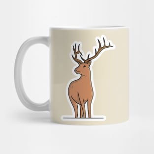 Beautiful Deer with Antler Horn Sticker vector illustration. Animal nature icon concept. Wildlife animal deer sticker design logo with shadow. Mug